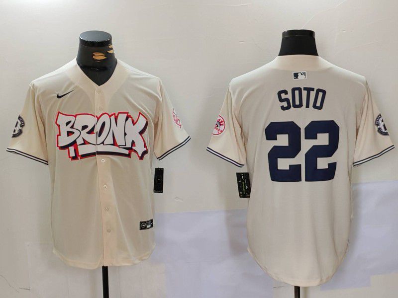Men New York Yankees 22 Soto Cream joint name 2024 Nike MLB Jersey style 1